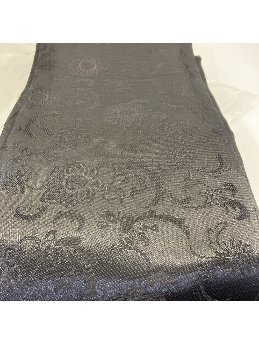 Black Polyester Shimmering Floral Pattern Fabric For Sewing 124x180in Heavy